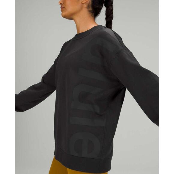 lululemon athletica Tops - NWT Lululemon Perfectly Oversized Crew‎ *Logo Black Size 4